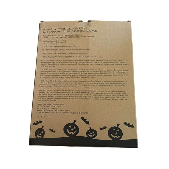 Light Up Glitter Witch Stop Sign Avon 2008 Halloween 2008 Spooky Season Battery - Picture 4 of 8